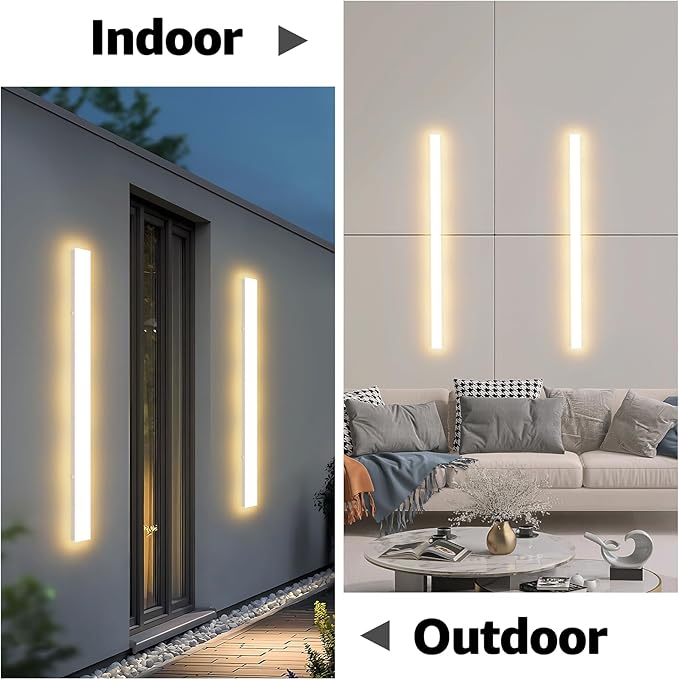2 Pack 40inch Long Outdoor White Wall Lights 30W 3000K Modern Porch Lights - Image 5