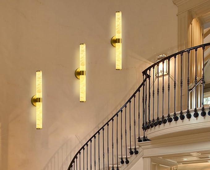 Alabaster Wall Sconce, 20.6" Gold Wall Sconce, Brass Alabaster Single Sconces - Image 5