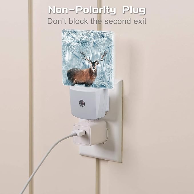 Red Deer in Winter Forest Night Light Plug into Wall, Beautiful Christmas - Image 3