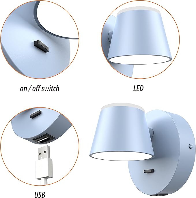 URSOLA Wall Light Set of Two, LED Wall Sconce - Image 3