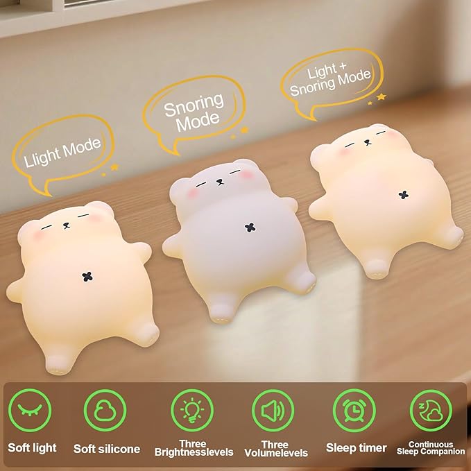 Squishy Night Light for Kids, Bear Silicone Night Light - Image 5