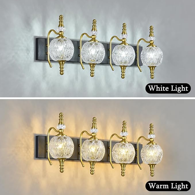 Modern Crystal Bathroom Vanity Lights Fixtures Over Mirror Black Gold Vintage - Image 5