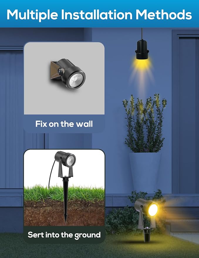 ZYAN Solar Landscape Spot Lights Outdoor 24ft Cable 6W Monocrystalline Panel & - Image 5