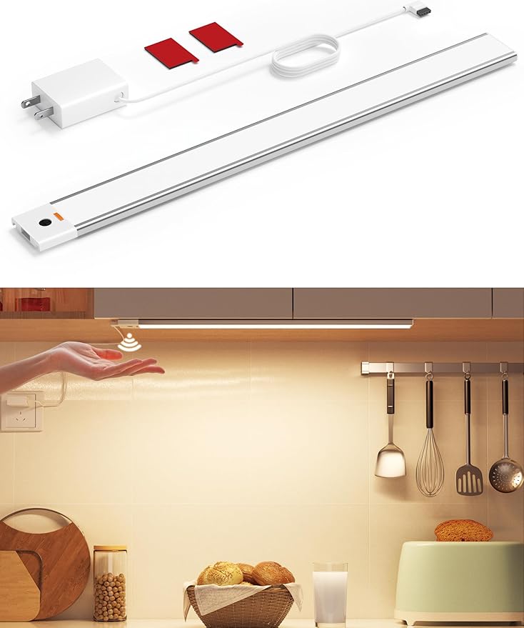 Hand Wave Gesture Under Cabinet Lights, 17 Inch Plug in Kitchen Counter Sink by Joyzy