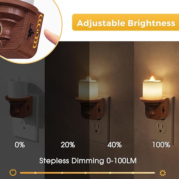 L LOHAS LED Night Light, 2 Pack Flameless Candle Night Light Plug in, Dusk to - Image 3