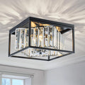 4-Lights K9 Crystal Ceiling Light, Close to Ceiling, 2-Tier Square Flushmount by LumFurn