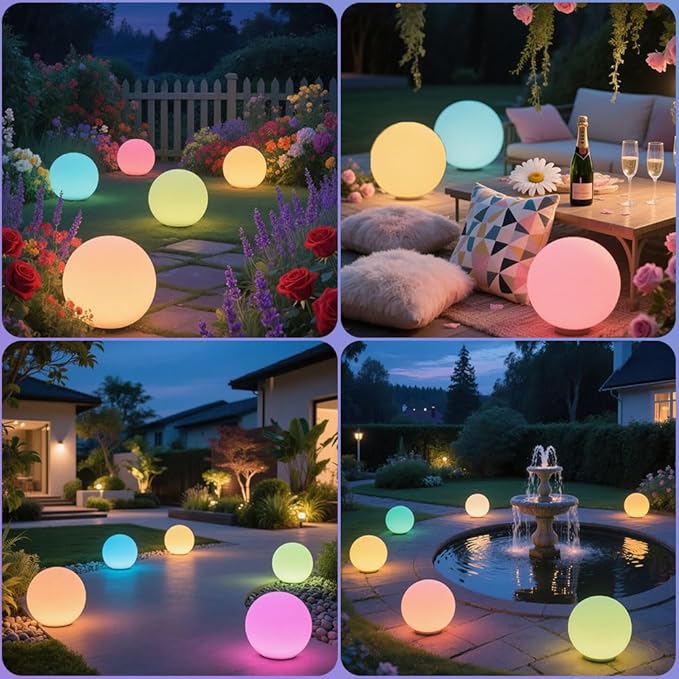 8-in Solar Globe Light Outdoor, Waterproof Solar Ball Light - Image 4