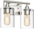 Bathroom Vanity Light Fixture, 2-Light Brushed Nickel Over Mirror, Modern by XPEHK