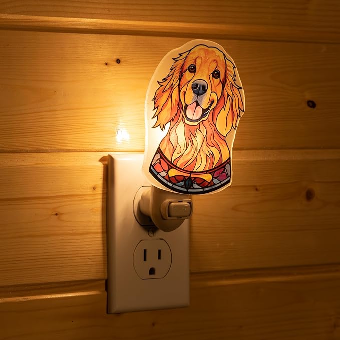Golden Retriever Dog Shaped Night Light – Stained Glass Styled Cutout Design – - Image 4