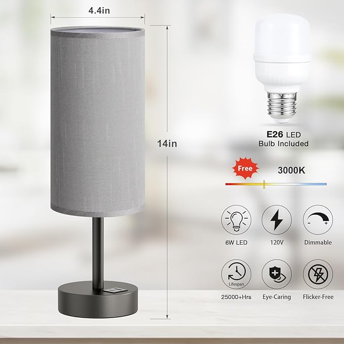 Small Touch Bedside Lamp with USB - Image 5