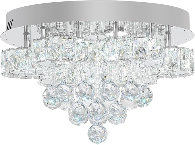 Flashing God Dia 16in Modern LED Crystal Chandelier, Flush Mount Ceiling Light - Image 9