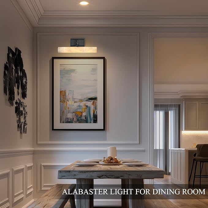 Alabaster Bathroom Vanity Light, 12in Modern Spanish Marble LED Bathroom Light - Image 2