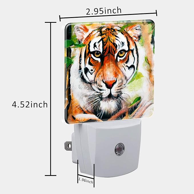 Plug in Night Lights Oil Painting Tiger in Jungle Nightlight Plug Into Wall - Image 5