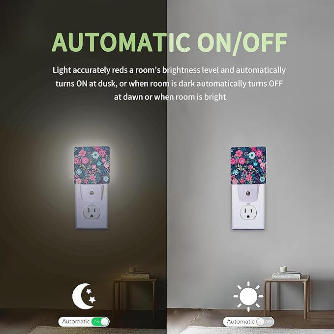 Flower Pink Night Light, Floral Night Light Plug into Wall - Image 4