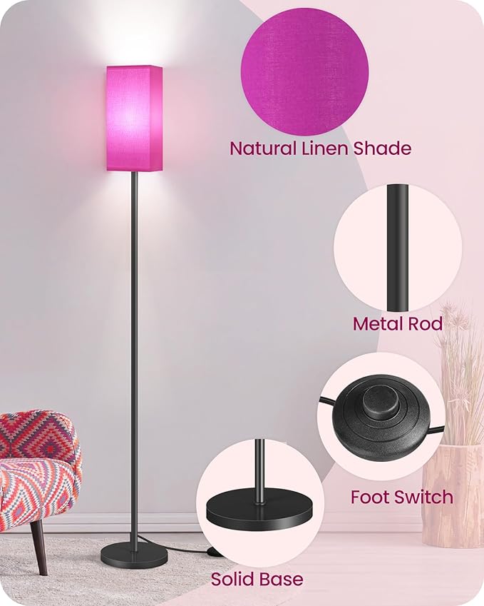 Floor Lamp, Pole Lamp with Foot Switch, Modern Standing Lampshade, Minimalist - Image 5