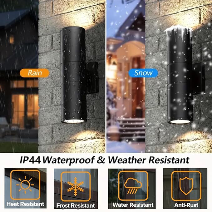 6 Pack 14inch LED Up & Down Wall Lights, 18W E26 4000K Day White 1800LM Outdoor - Image 3