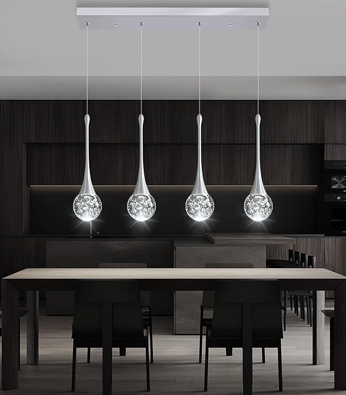 4-Lights Modern Pendant Lights for Kitchen Island LED Dimmable Crystal Glam by CENOZO