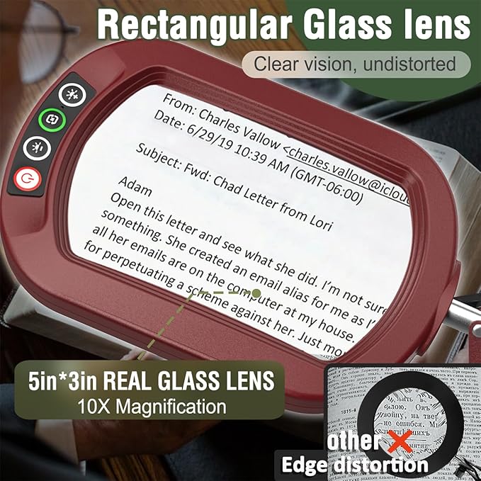 Veemagni 10X Rectangle Magnifying Glass - Image 2