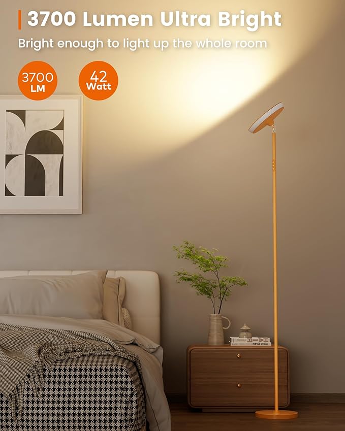 UFO Floor Lamp 71in, Upgraded 42W 3700LM LED Torchiere Floor Lamps - Image 3