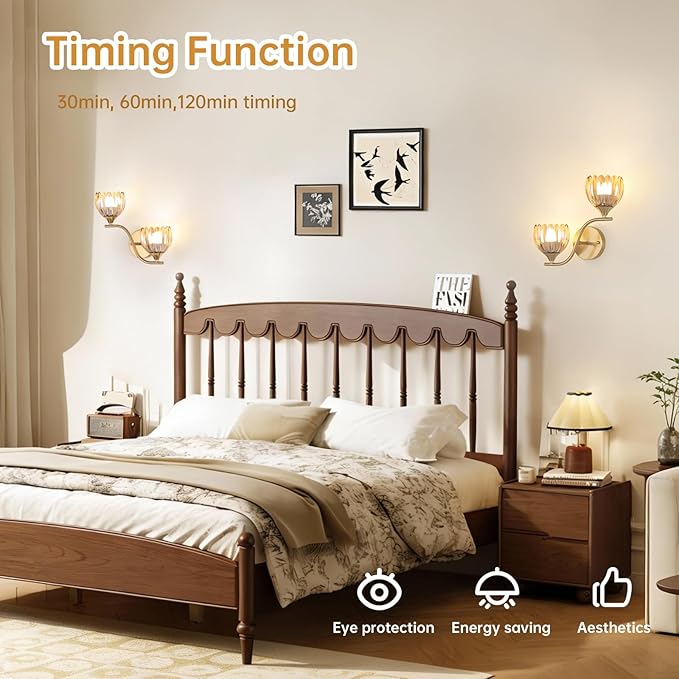 Battery Operated Wall Sconce, 2-Lights Vinatge Brass Wall Lighting - Image 7