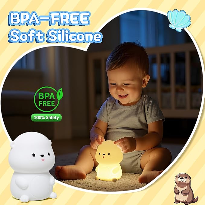 Attivolife Otter Night Light for Kids, Cute Sea Otter Silicone Lamp, Protable - Image 3