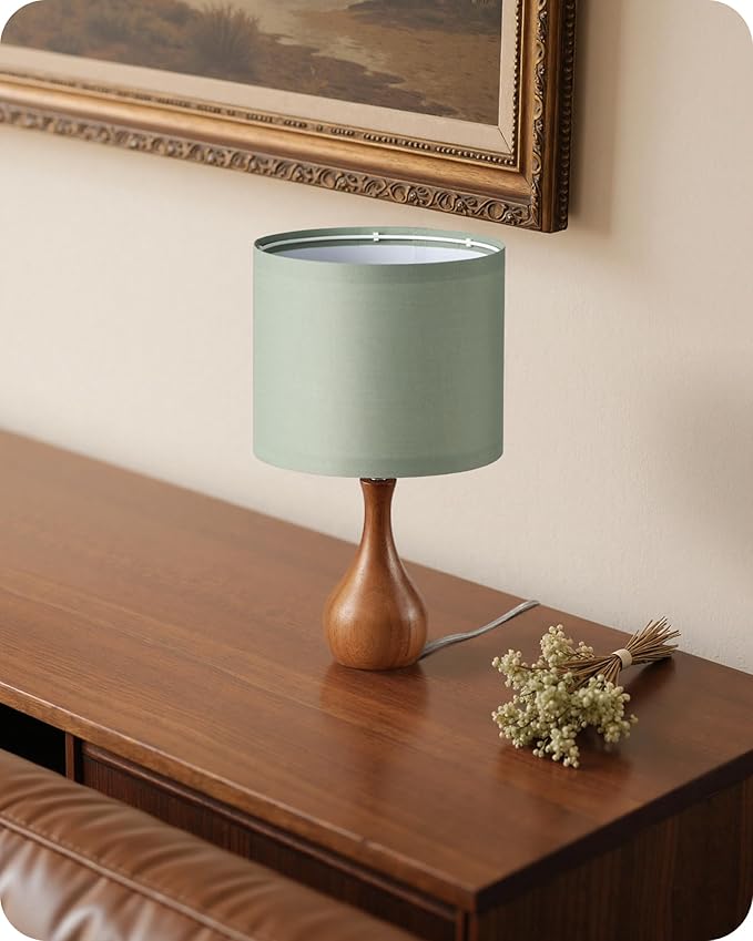 Small Table Lamp, 14.2" Cute Little Desk Lamp, Wood Bedside Lamp - Image 6