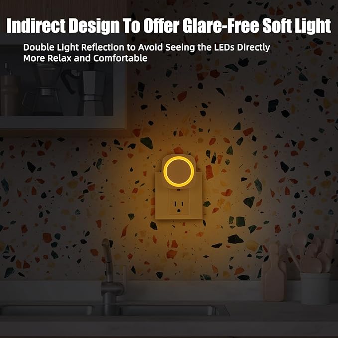Amber Night Lights Plug into Wall, 4 Packs Dimmable Night Light - Image 3