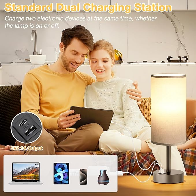 Small Touch Bedside Lamp with USB - Image 4