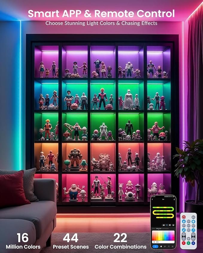 Pak LED Lights for Bedroom 16.4ft, Smart RGB+IC LED Strip Lights - Image 7