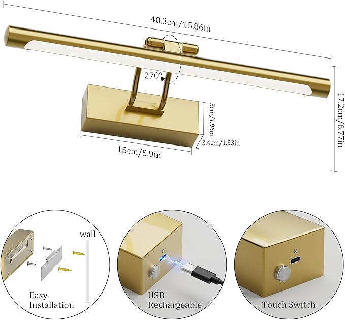 Cordless Picture Light with Remote, Battery Operated Wall Sconce - Image 4