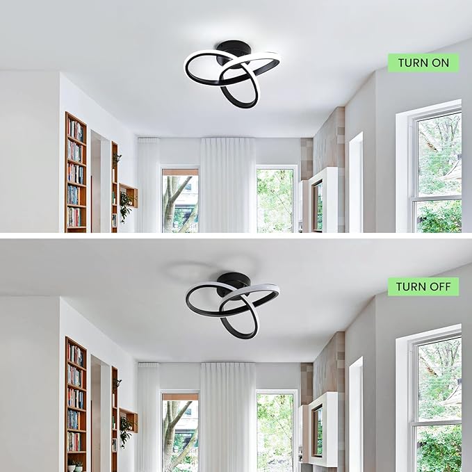 Goeco LED Ceiling Lights, 9.8'' Hallway Modern Spiral Design Flush Mount - Image 8