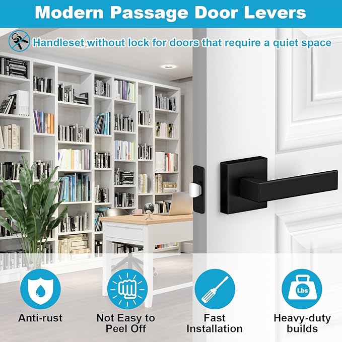 Estmoon 6 Pack Door Handles Matte Black - Image 2