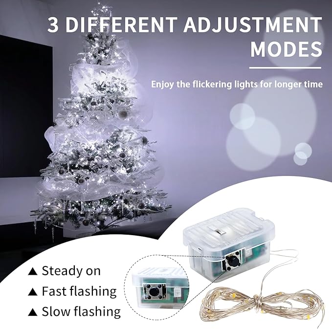 12 Pack White Fairy Lights 7Ft 20 LED Twinkle String Lights 3 Modes Battery - Image 3