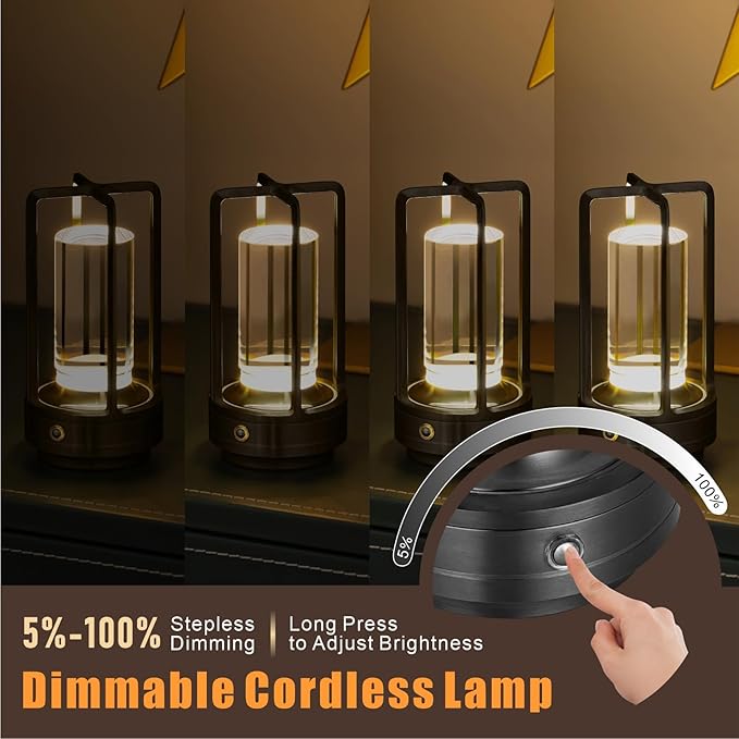 Rechargeable Table Lamp Cordless, 3 Color | Crystal | Stepless Dimming - Image 2