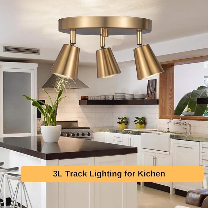 3 Light Track Lighting Kit, Matt Brass Finish Canopy - Image 6