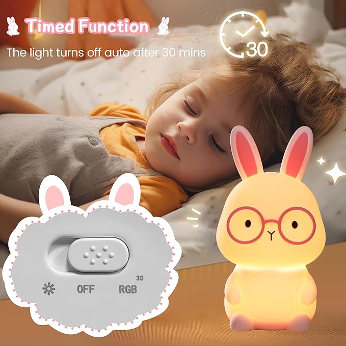 Bunny Lamp for Kids, Rabbit Night Light - Image 5