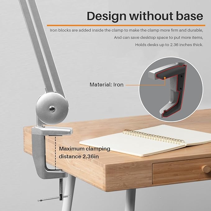 LED Desk Lamp with Clamp, Dimming Task Lamp - Image 4