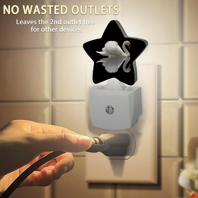 White Swan Night Lights Plug in Wall Lamp Smart Dusk to Dawn Sensor - Image 2