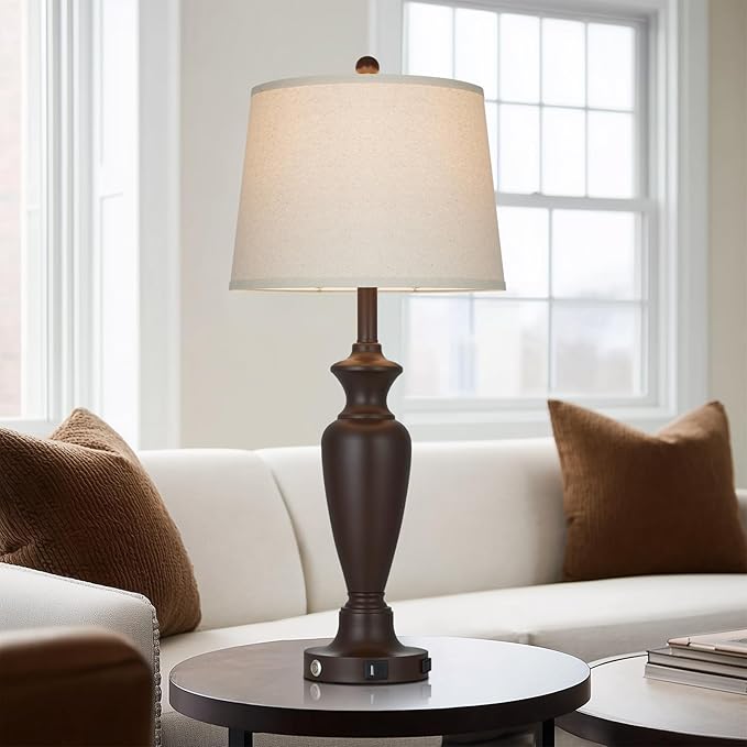 30" Tall Metal Table Lamps Set of 2, Touch Control Bedside Lamps - Image 5