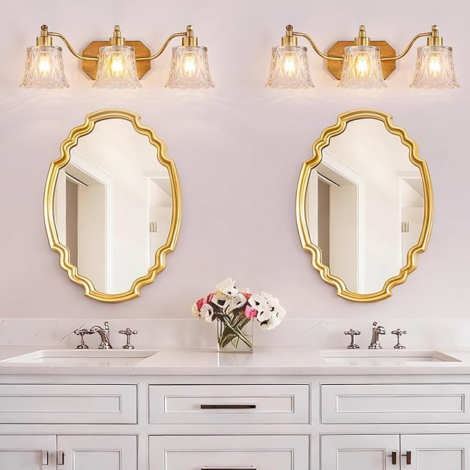 Vintage Bathroom Light Fixtures, 3-Light Gold Vanity Light, Antique Brass Finish - Image 7