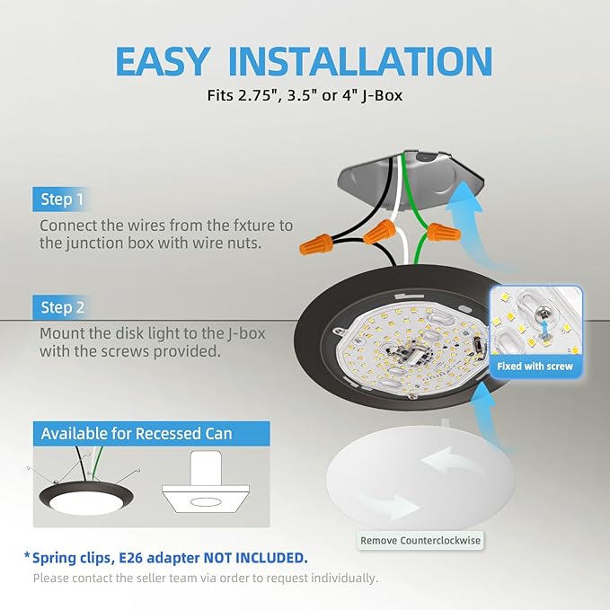 ECOELER LED Flush Mount Ceiling Light, 5/6inch Surface Mount Disk Downlight - Image 7