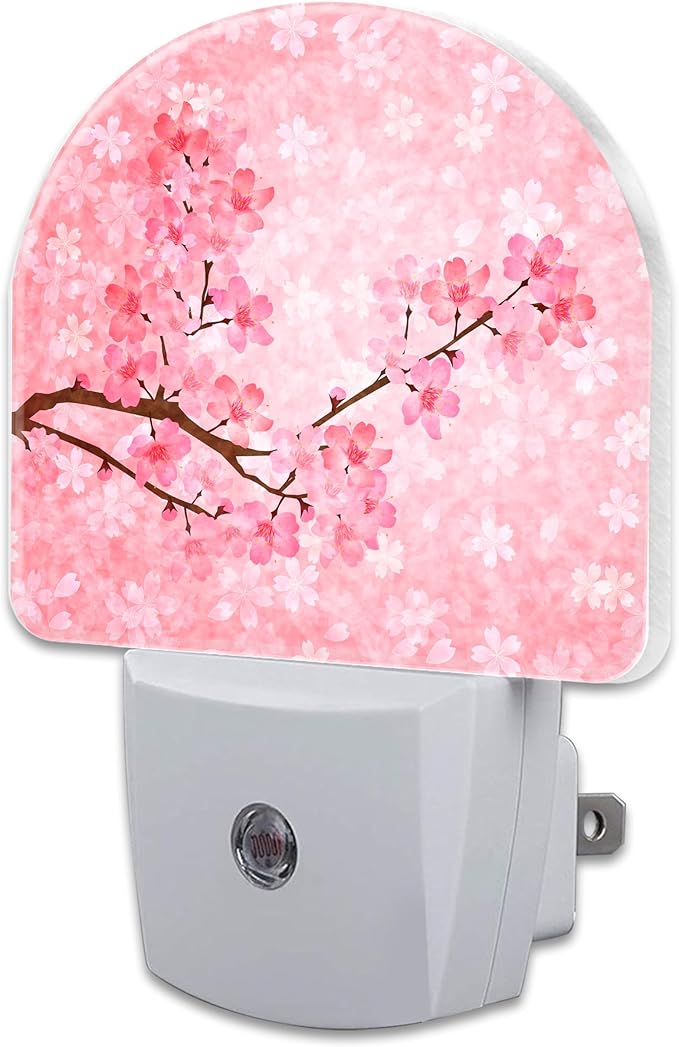 Pink Cherry Blossoms Night Light Plug into Wall, Blooming Cherry Tree Dusk to by sndheke