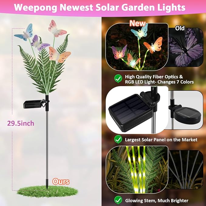 Solar Garden Lights 4 Pack Waterproof Decorative Solar Lights Outdoor - Image 2