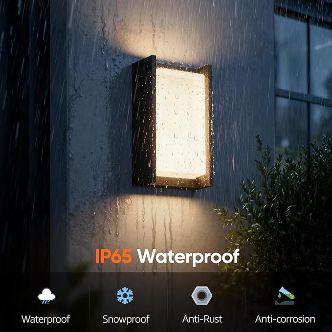 2 Pack Modern Outdoor Wall Light 3000K Exterior Wall Sconce IP65 Waterproof - Image 2