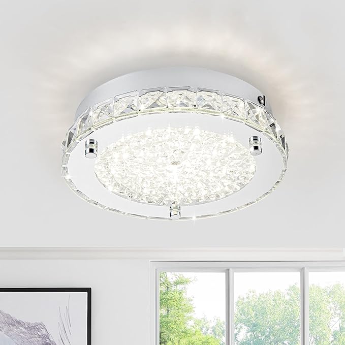 Modern Crystal Flush Mount LED Ceiling Light by Auffel