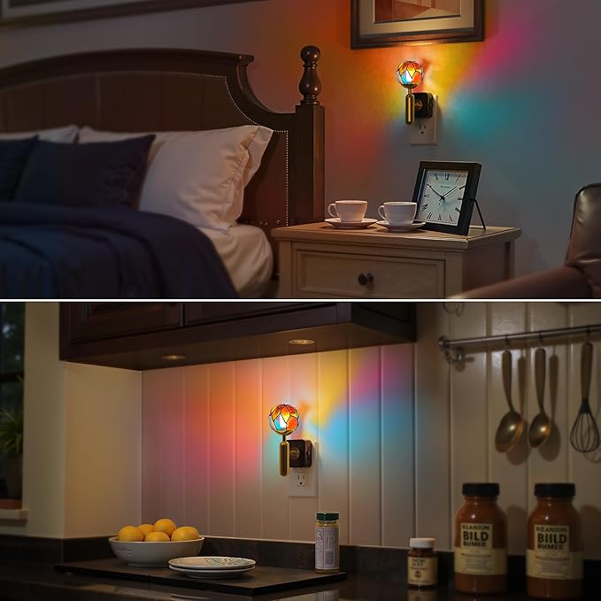 Briignite Night Lights Plug into Wall, Stained Glass Night Light - Image 4