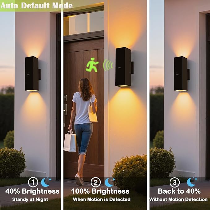 Motion Sensor Outdoor Wall Lights 2-Pack, Dusk to Dawn Exterior Light Fixtures - Image 3
