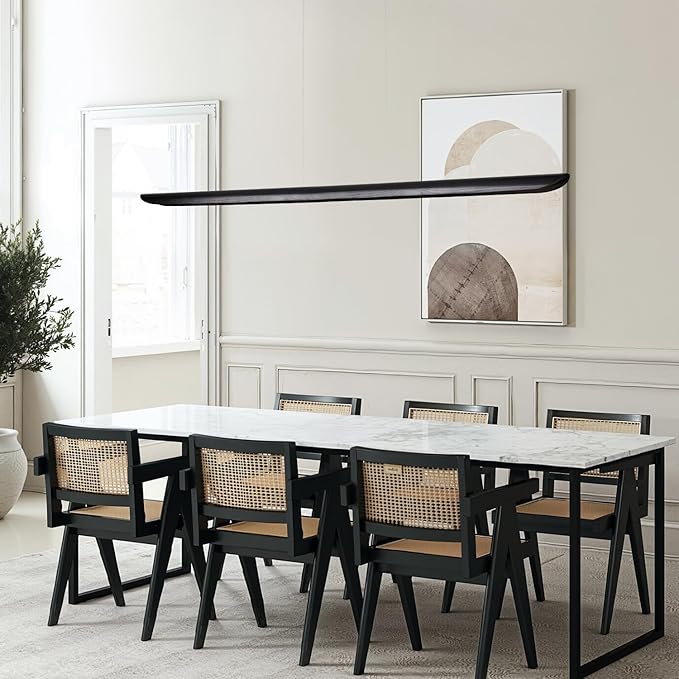 71" Wood Linear Pendant Light, Dimmable Kitchen Island Lighting - Image 9