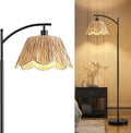 Oneach Arc Floor Lamp for Living Room, Rattan Boho Floor Lamp by Oneach