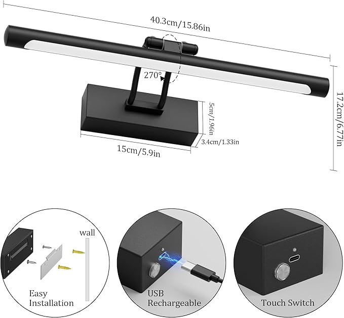 Cordless Picture Light with Remote, Battery Operated Wall Sconce - Image 4